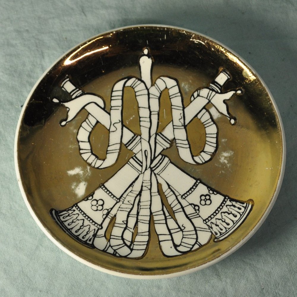 horns vintage Musicalia formasetti-milano plates gold coaster (w1178)